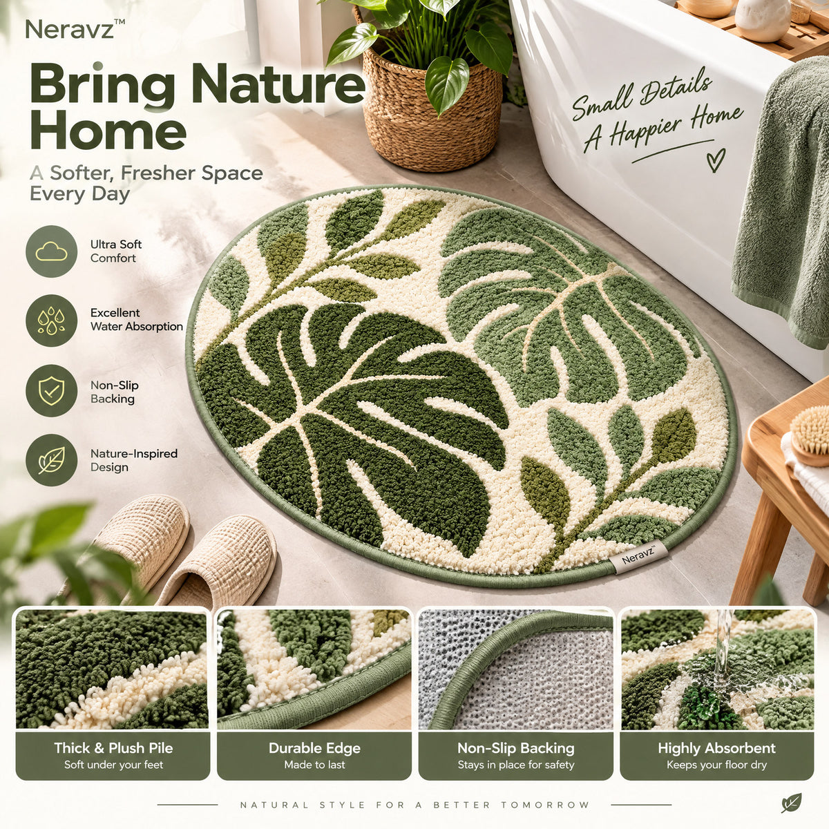 Neravz monstera leaf rug photo 5