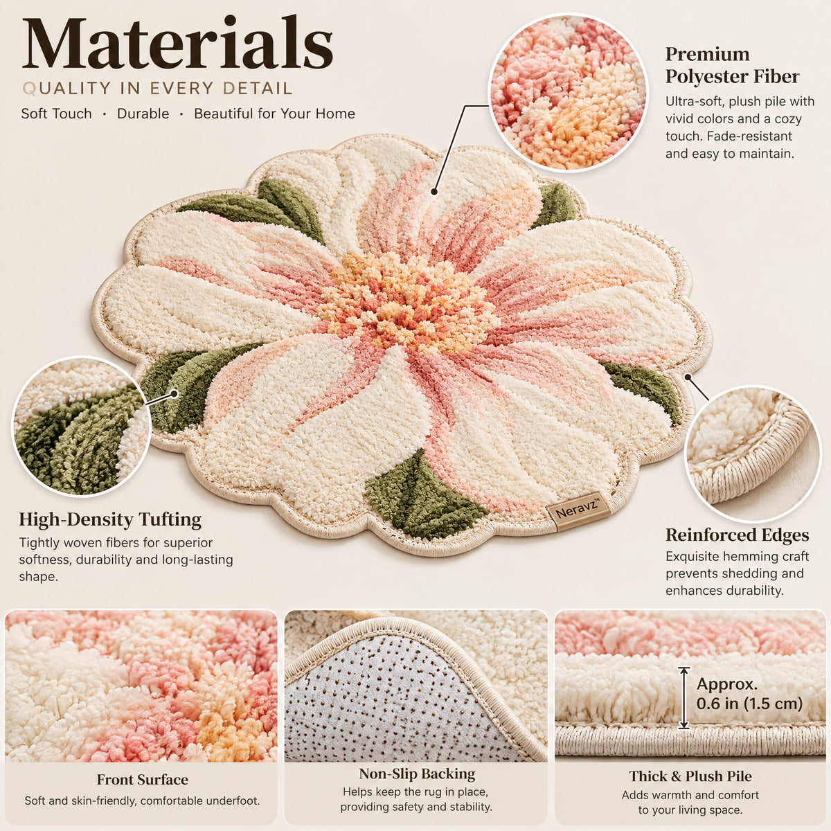 Neravz magnolia tufted rug gallery 3