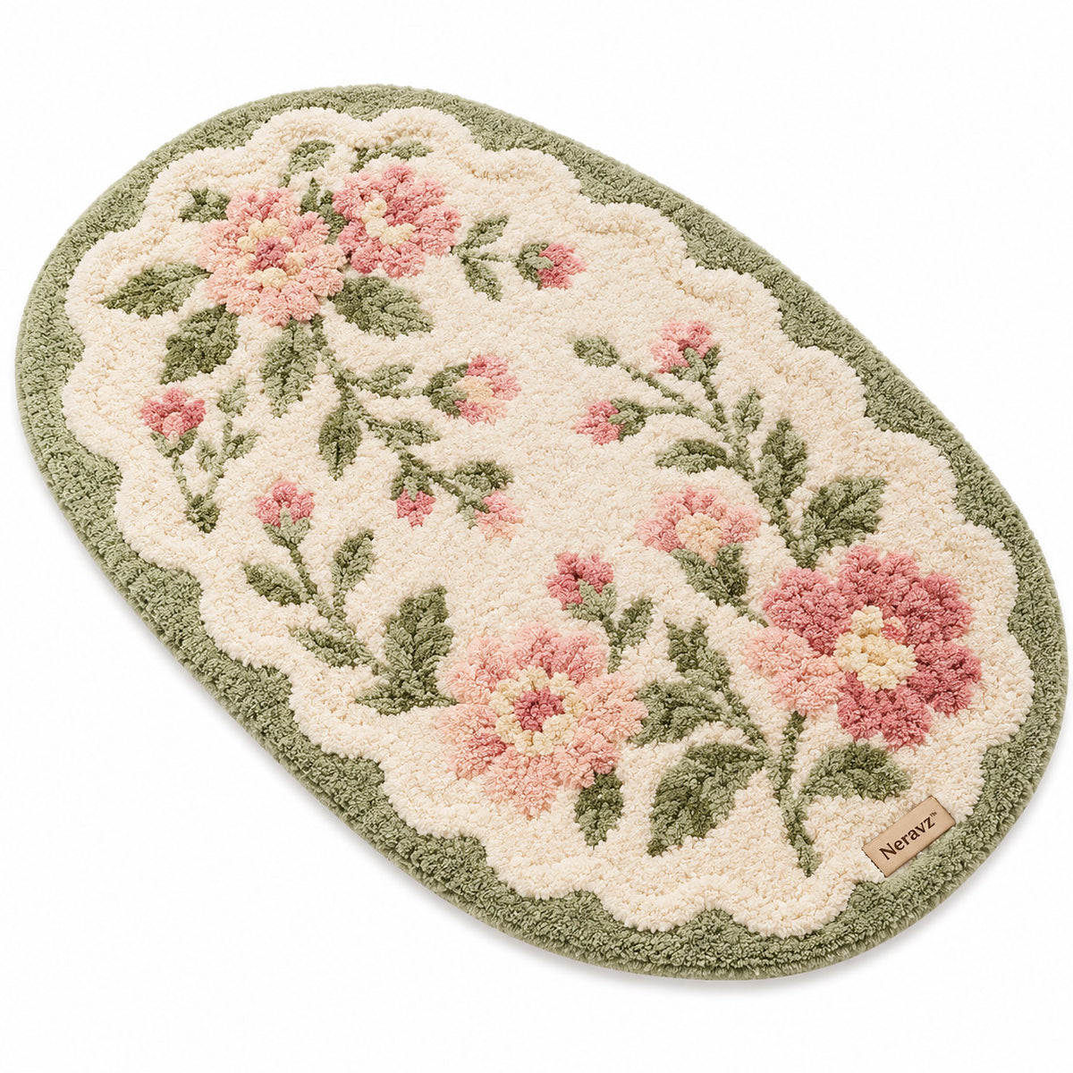Neravz™ Vintage Rose Garden Oval Tufted Rug photo 1