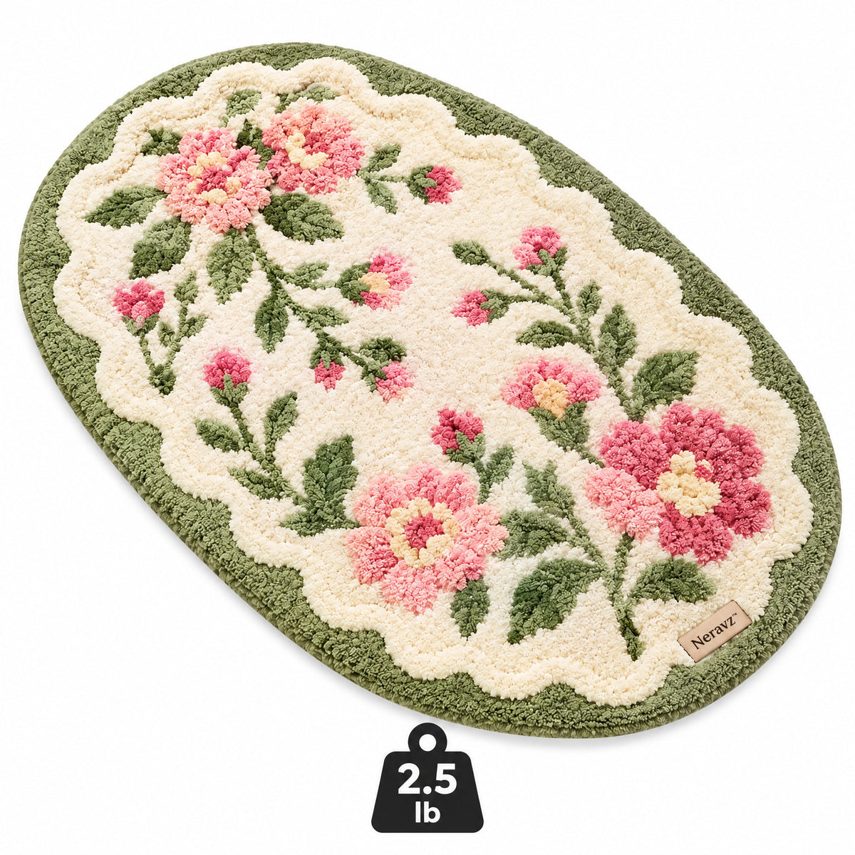 Neravz™ Vintage Rose Garden Oval Tufted Rug photo 4