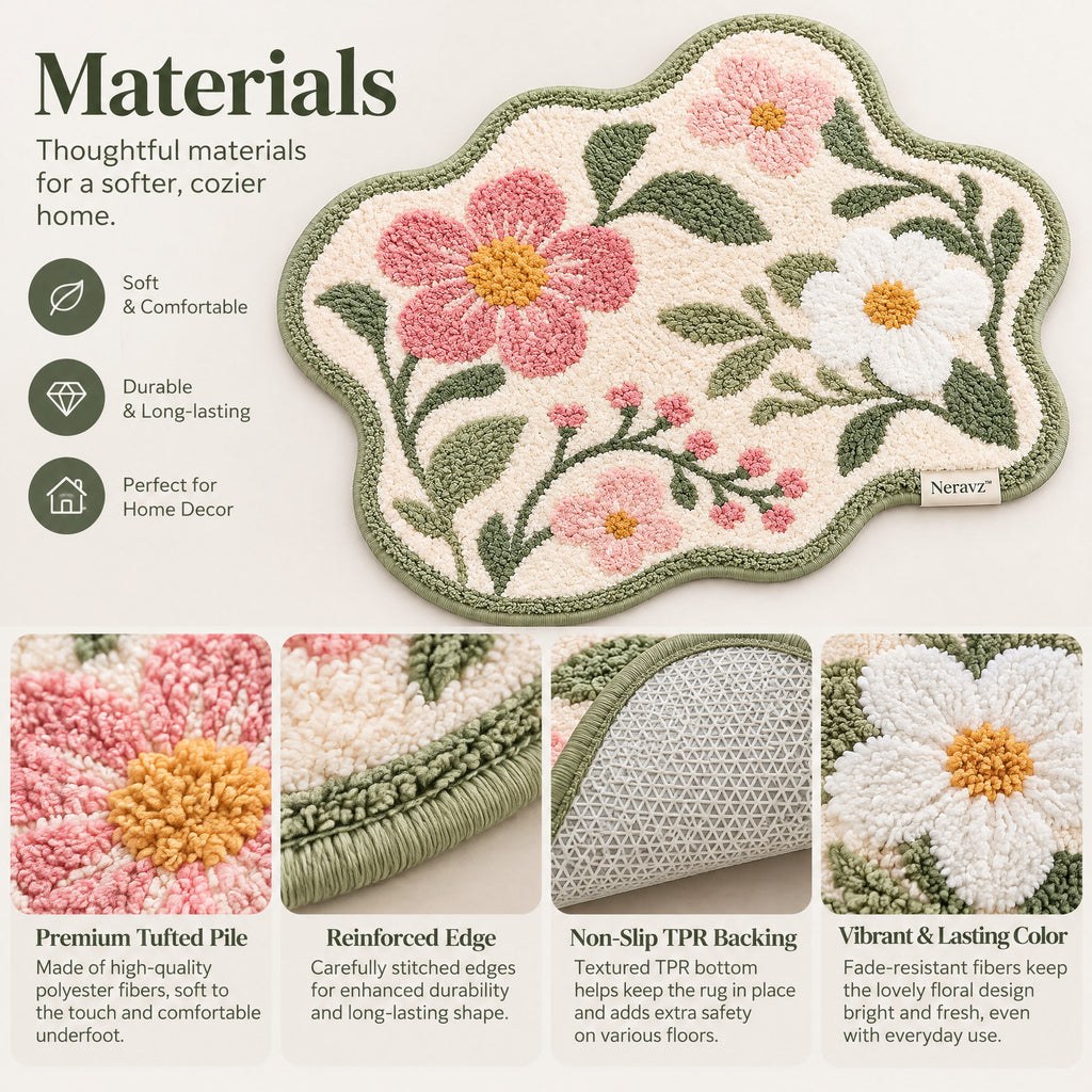 Neravz™ Cottage Wildflower Scalloped Accent Rug photo 3