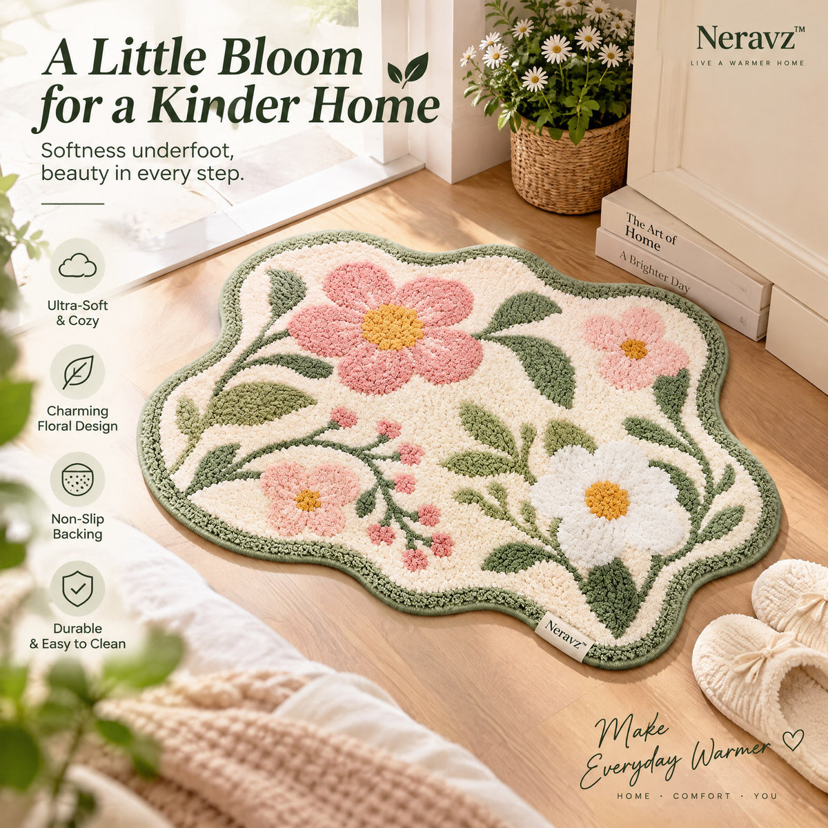 Neravz™ Cottage Wildflower Scalloped Accent Rug photo 5