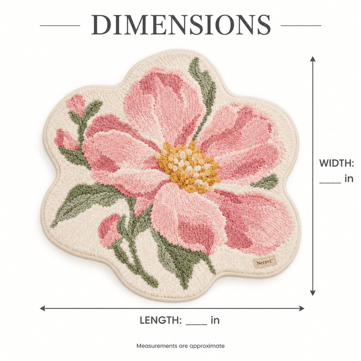 Neravz™ Pink Peony Blossom Shaped Tufted Accent Rug gallery 2