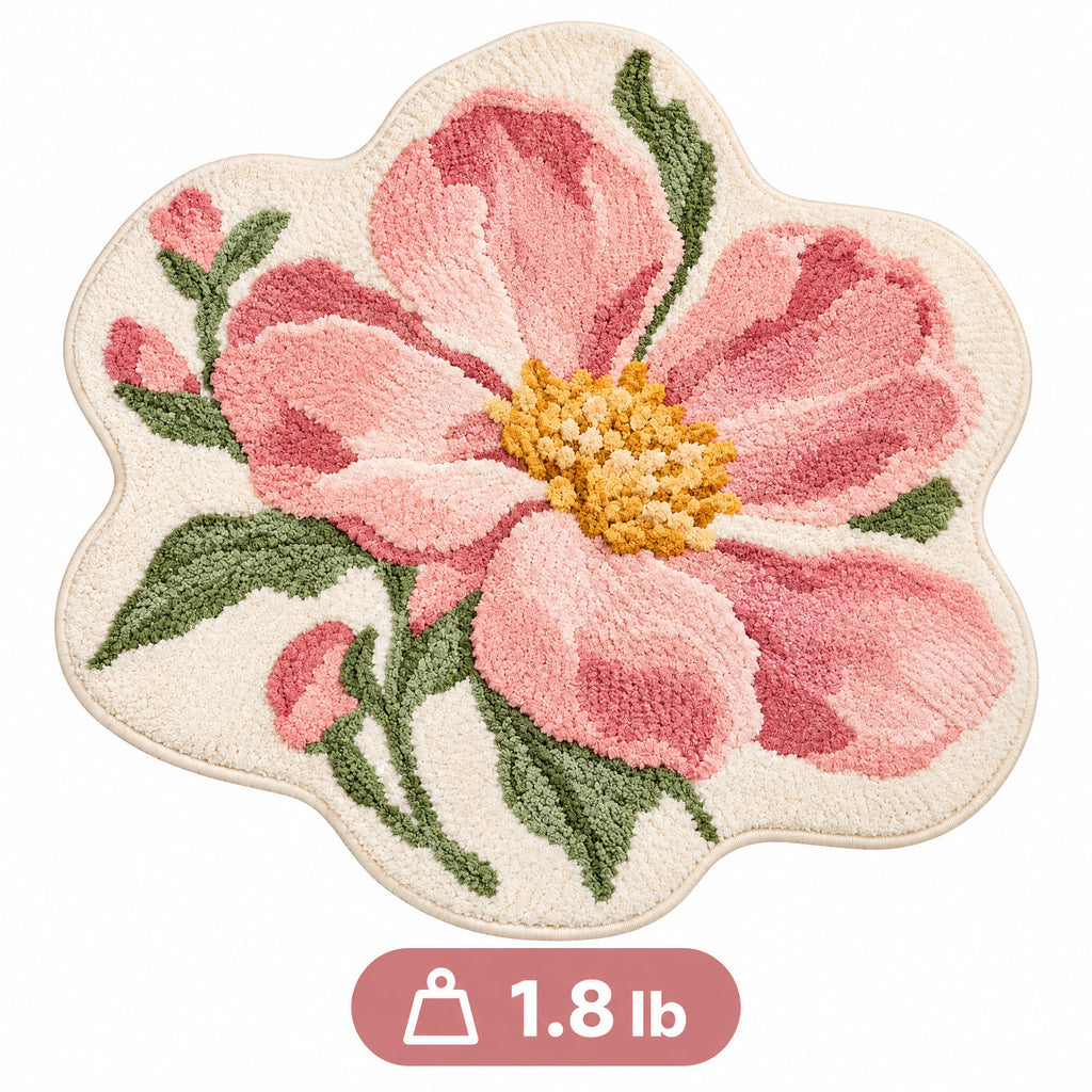 Neravz™ Pink Peony Blossom Shaped Tufted Accent Rug gallery 4