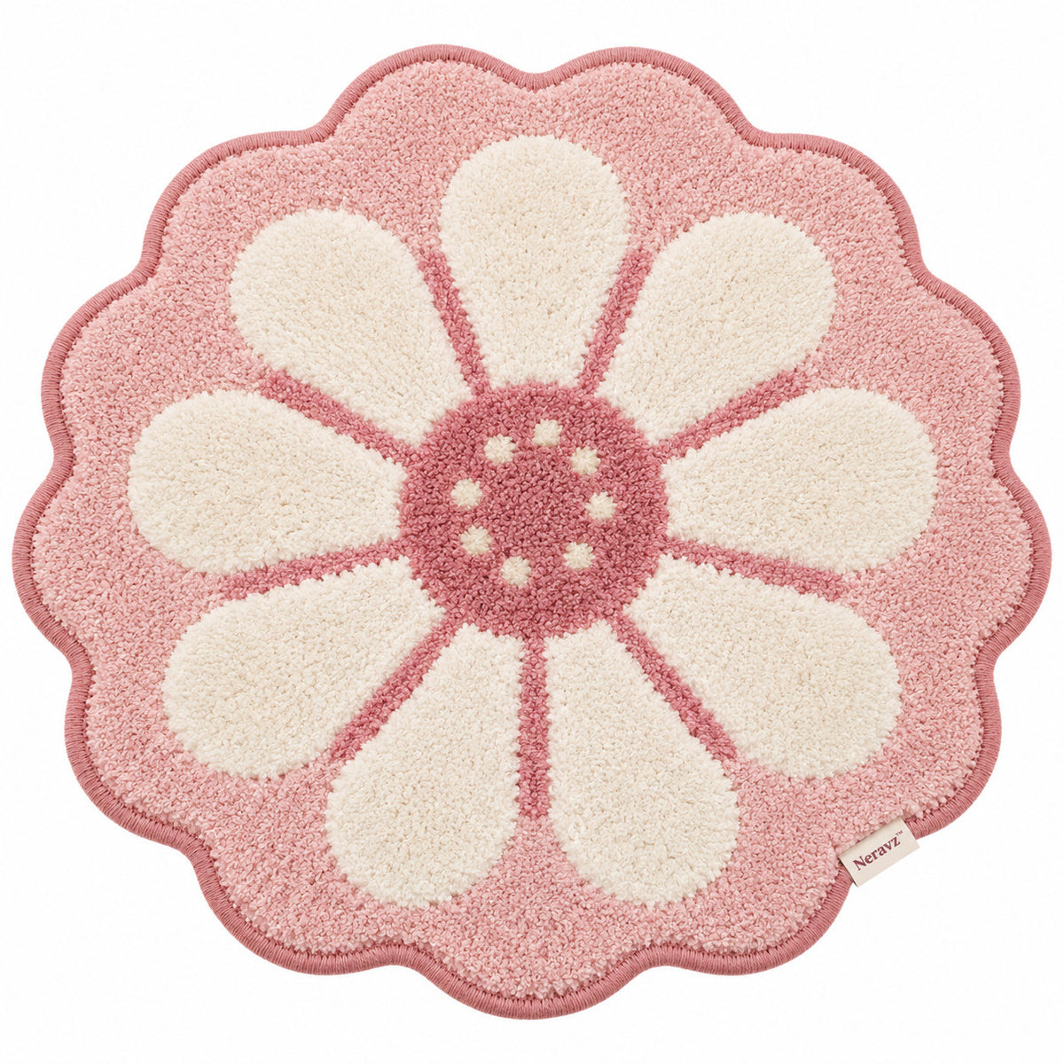 Neravz™ Blush Pink Daisy Flower Tufted Accent Rug gallery 1