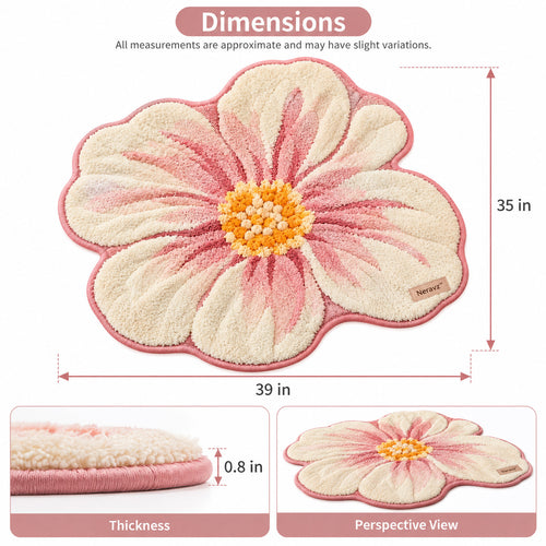 Neravz™ Blush Petal Blossom Flower Tufted Rug photo 2