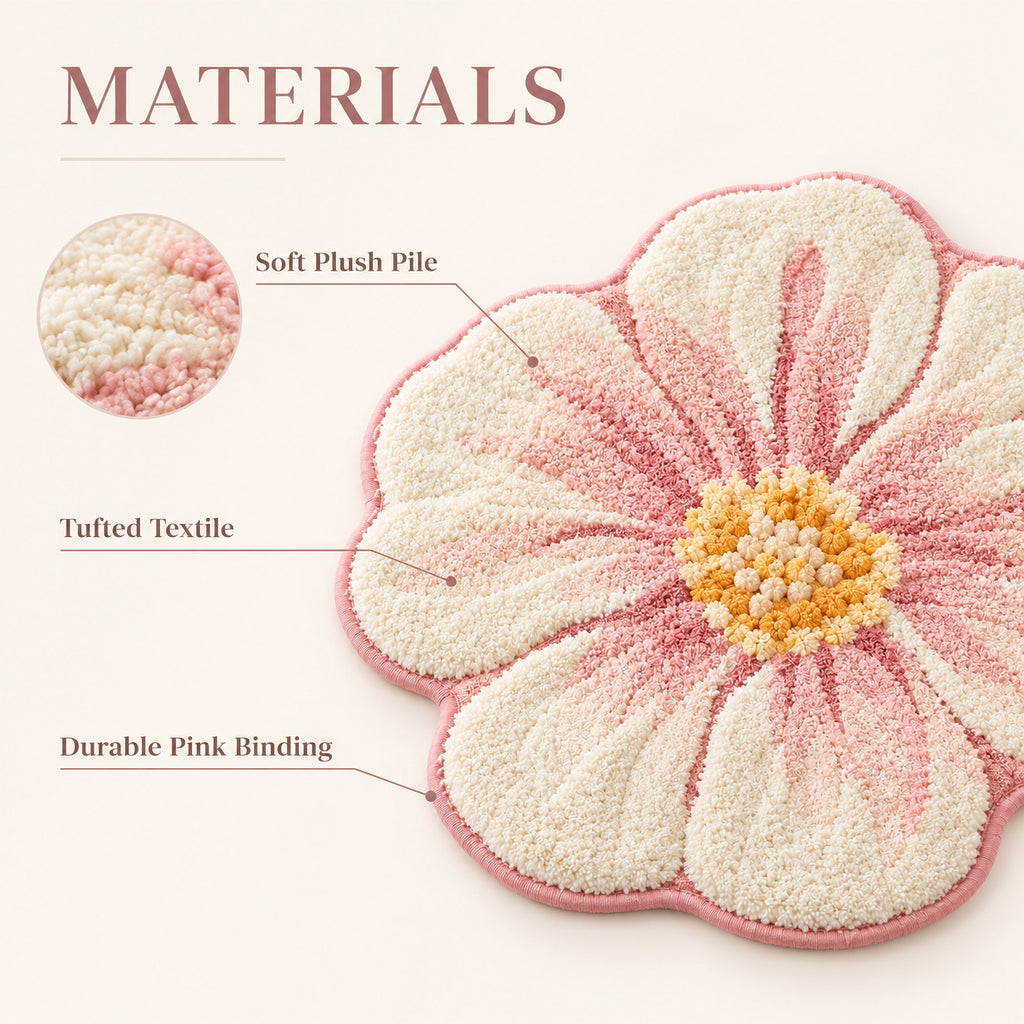 Neravz™ Blush Petal Blossom Flower Tufted Rug photo 3