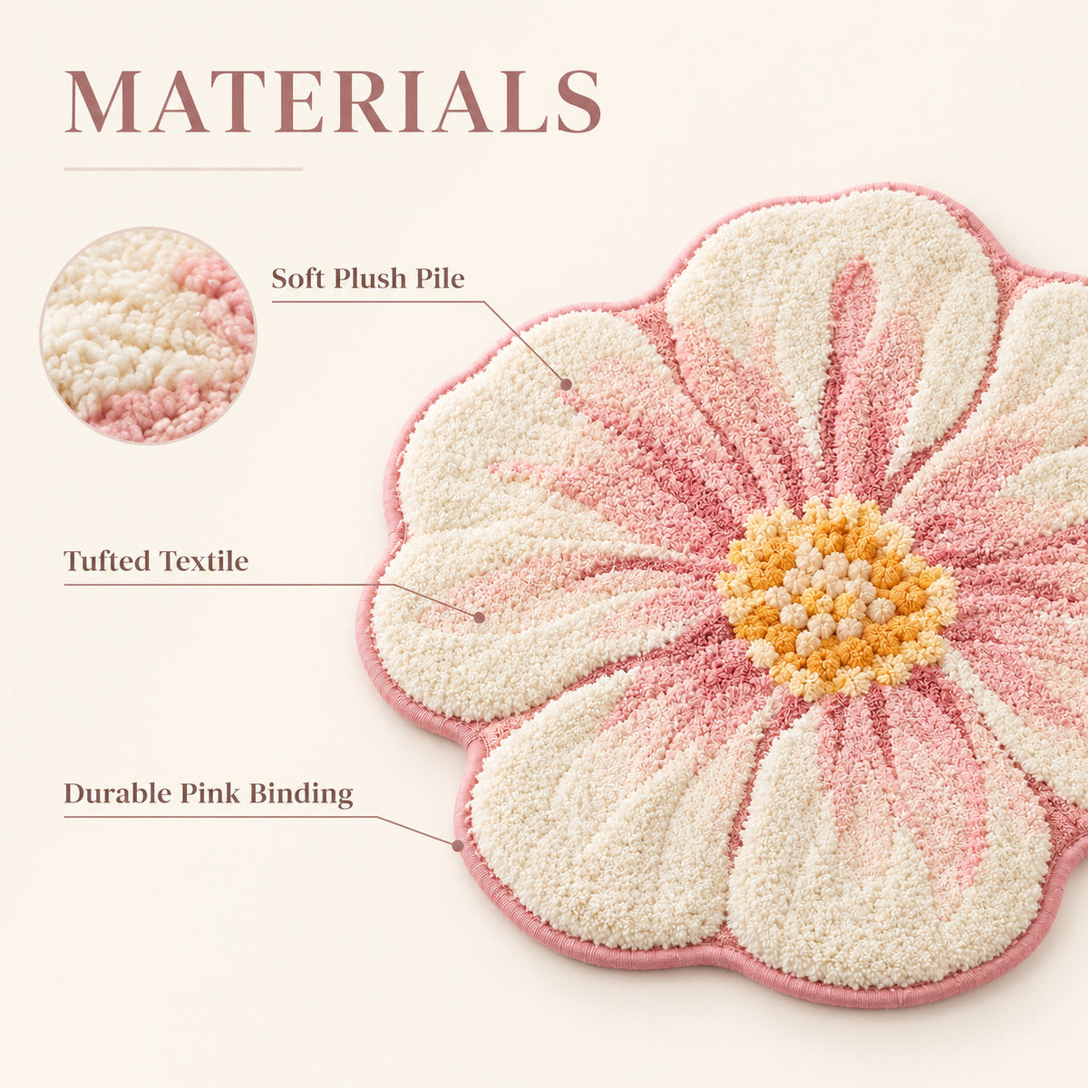Neravz™ Blush Petal Blossom Flower Tufted Rug photo 3