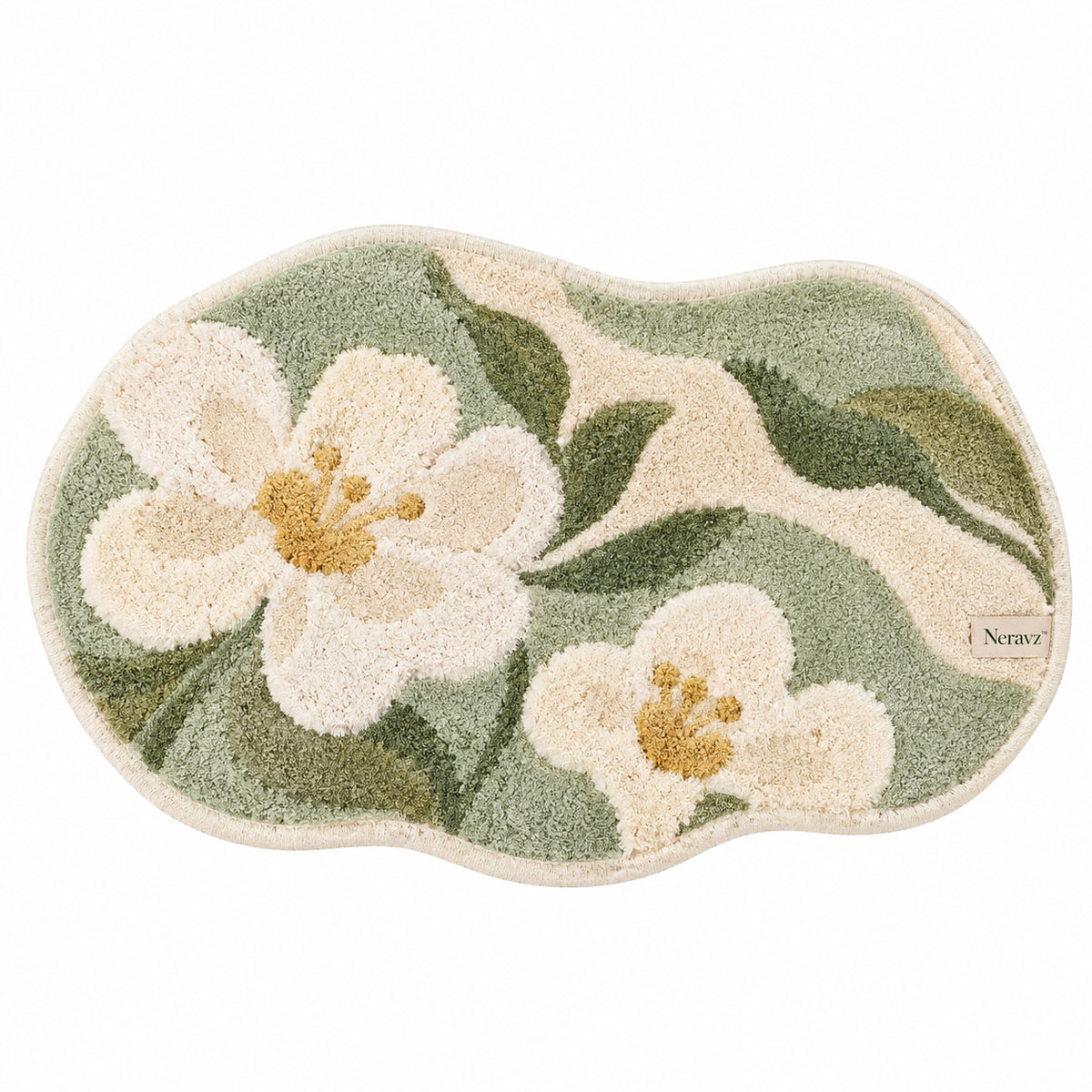 Neravz™ Sage Meadow White Blossom Tufted Accent Rug gallery 1