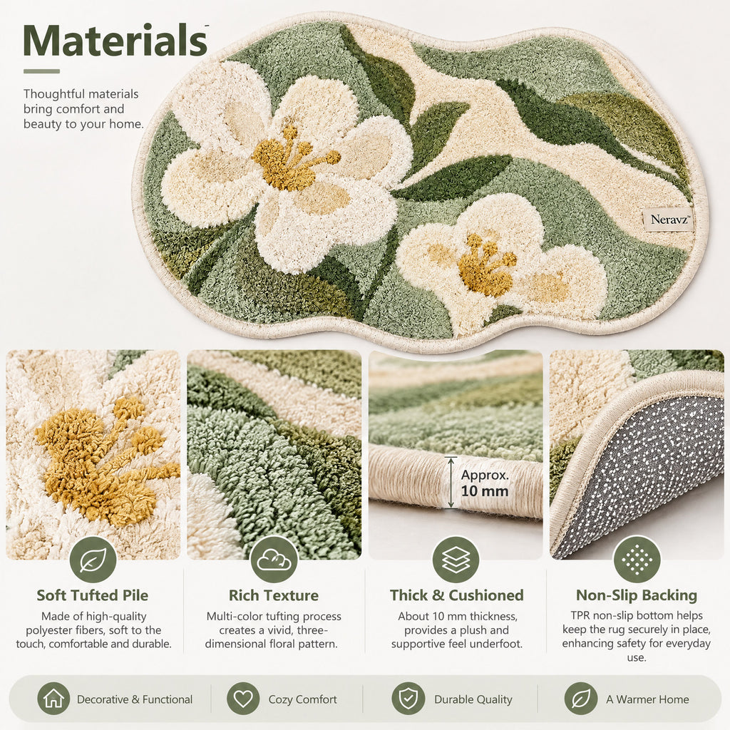 Neravz™ Sage Meadow White Blossom Tufted Accent Rug gallery 3