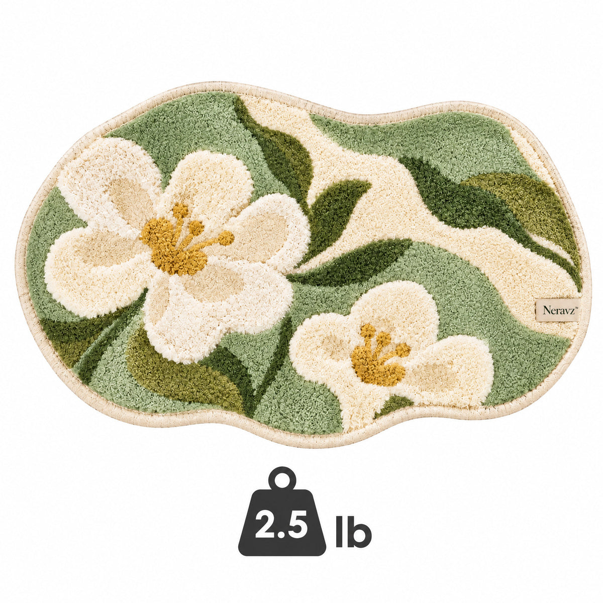 Neravz™ Sage Meadow White Blossom Tufted Accent Rug gallery 4