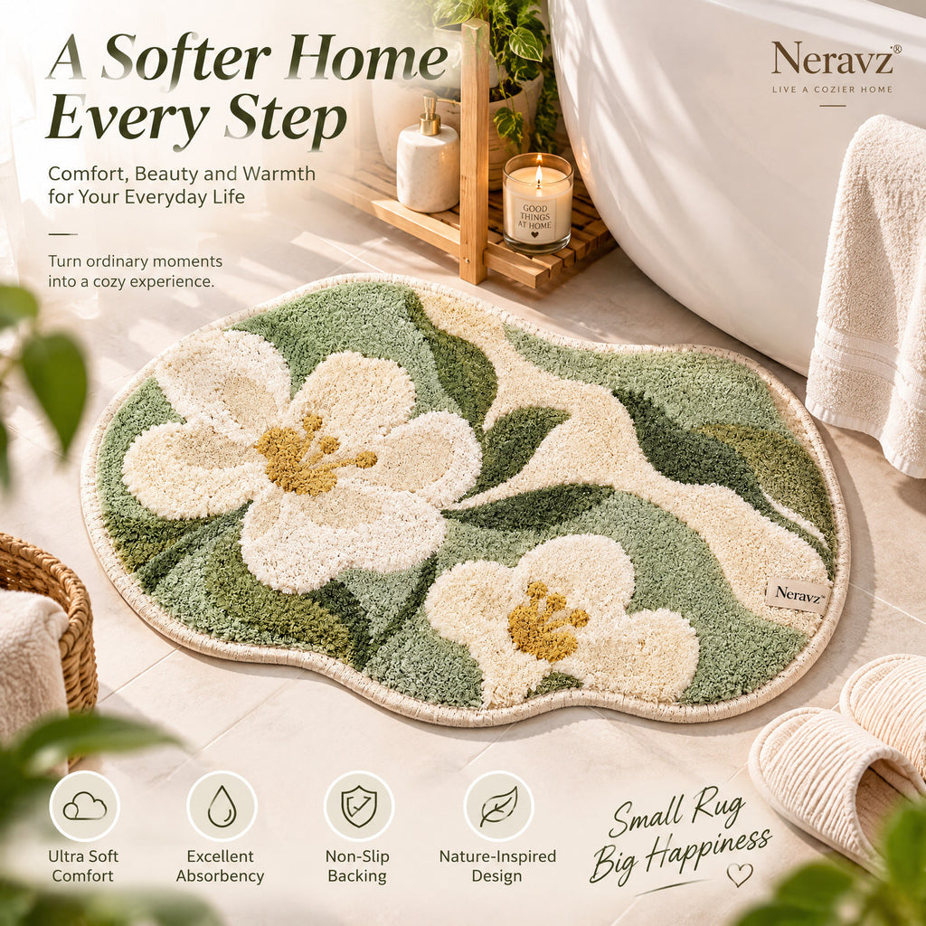 Neravz™ Sage Meadow White Blossom Tufted Accent Rug gallery 5
