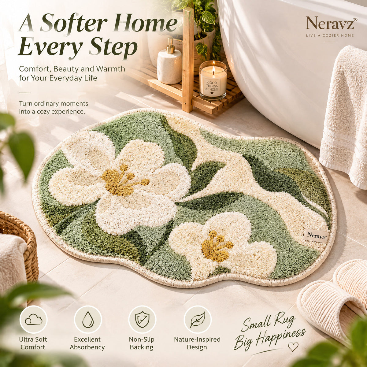 Neravz™ Sage Meadow White Blossom Tufted Accent Rug gallery 5